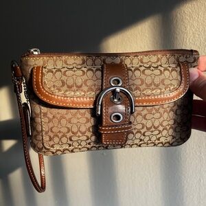 Coach F40585 Signature C Leather Wallet Wristlet Y2K